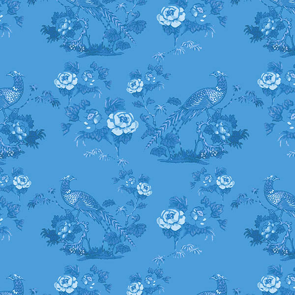 Bird in Floral Wallpaper (light-blue) by ATADesigns