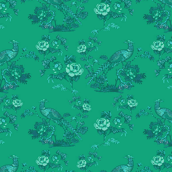 Bird in Floral Wallpaper (mint-green) by ATADesigns