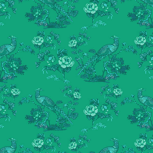 Bird in Floral Wallpaper (mint-green) by ATADesigns