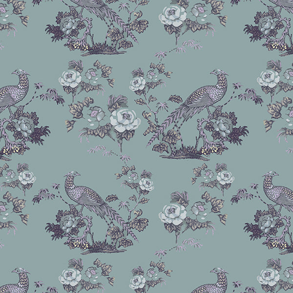 Bird in Floral Wallpaper (pale-grey) by ATADesigns