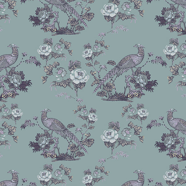 Bird in Floral Wallpaper (pale-grey) by ATADesigns