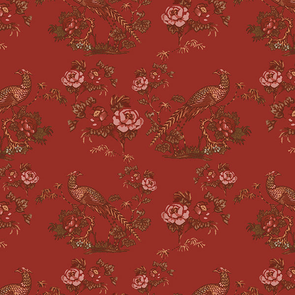 Bird in Floral Wallpaper (reddish-brown-dark) by ATADesigns
