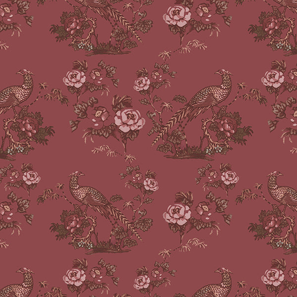 Bird in Floral Wallpaper (reddish-brown-light) by ATADesigns