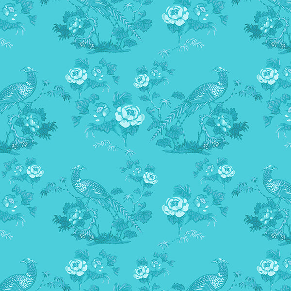 Bird in Floral Wallpaper (sky-blue) by ATADesigns