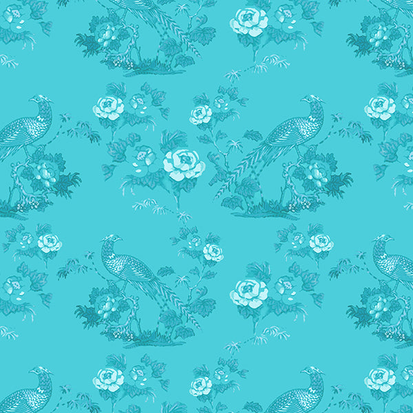 Bird in Floral Wallpaper (sky-blue) by ATADesigns