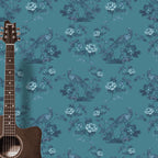 Bird in Floral Wallpaper (slate-blue-grey)