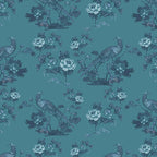Bird in Floral Wallpaper (slate-blue-grey) by ATADesigns