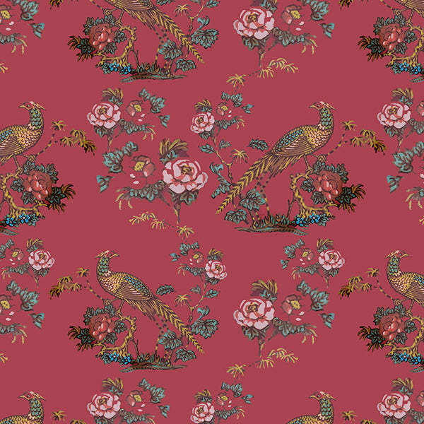 Bird in Floral Wallpaper (traditional-pink) by ATADesigns