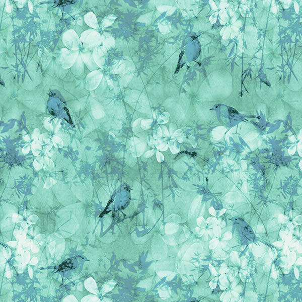 Birds Wallpaper 2 (chalk-blue-on-green)) by ATADesigns