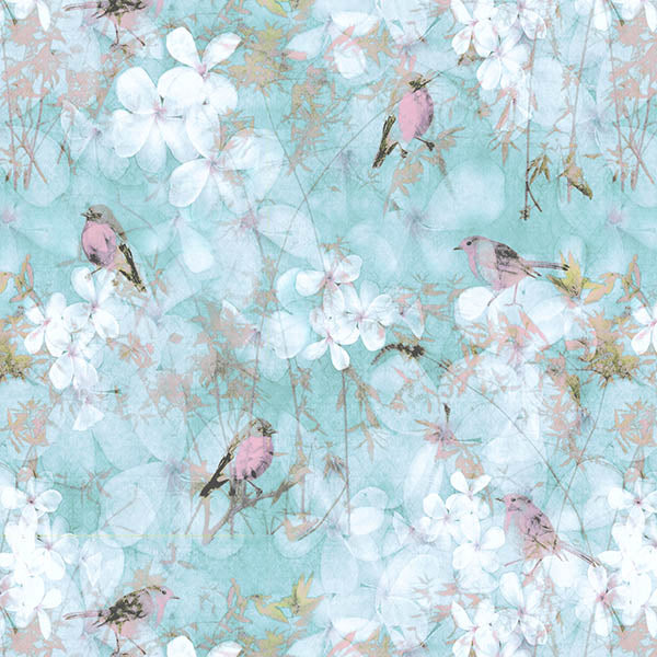 Birds Wallpaper 2 (pink-on-blue) by ATADesigns
