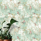Birds Wallpaper 2 (pink-on-fresh-green)
