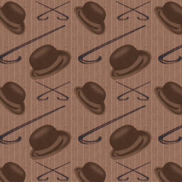 Bowler and Cane Wallpaper (brown) by ATDesigns