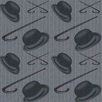 Bowler and Cane Wallpaper (grey)