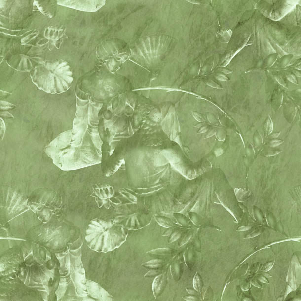Charles and Nell Wallpaper (olive-green-pearl)Funky Abstract Wallpaper by ATADesigns