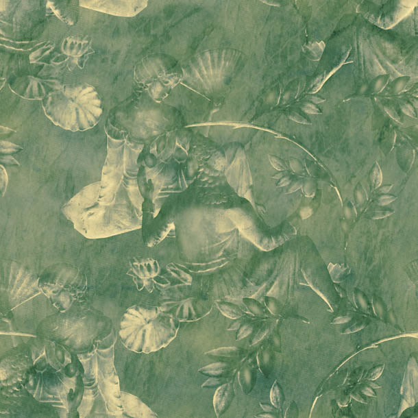 Charles and Nell Wallpaper (pine-green-pearl)Funky Abstract Wallpaper by ATADesigns