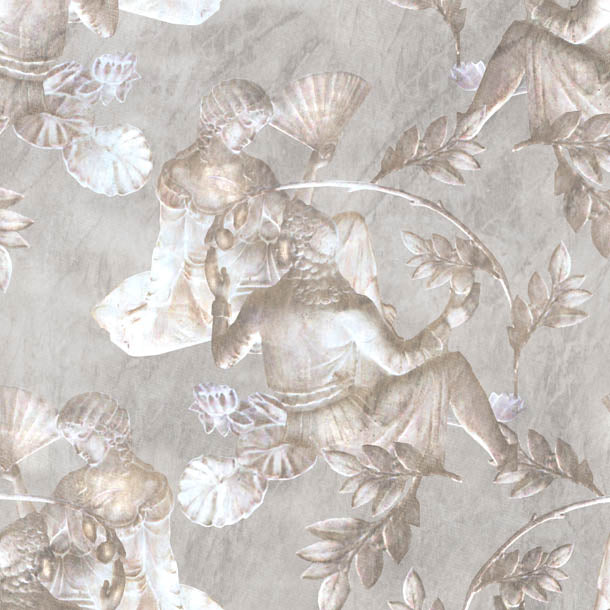 Charles and Nell Wallpaper (simple-grey-pearl) by ATADesigns