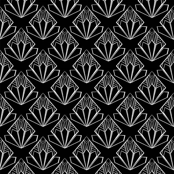 Classical Bloom Art Deco Wallpaper (black) by ATADesigns