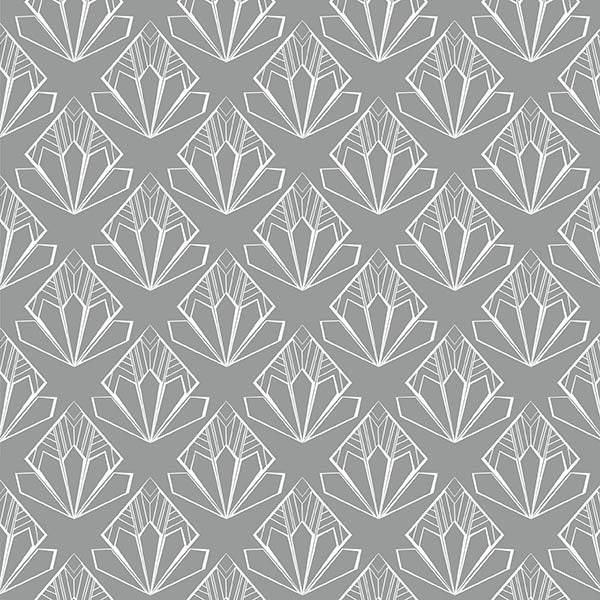 Classical Bloom Art Deco Wallpaper (grey) by ATADesigns