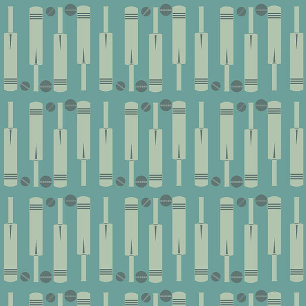 Cricket Bat and Ball Wallpaper (light-blue-green) by ATADesigns