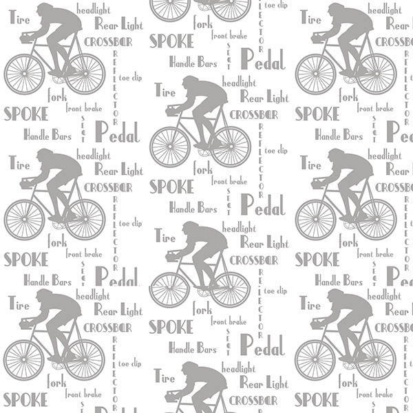 Cyclist Wallpaper (grey-on-white) by ATADesigns