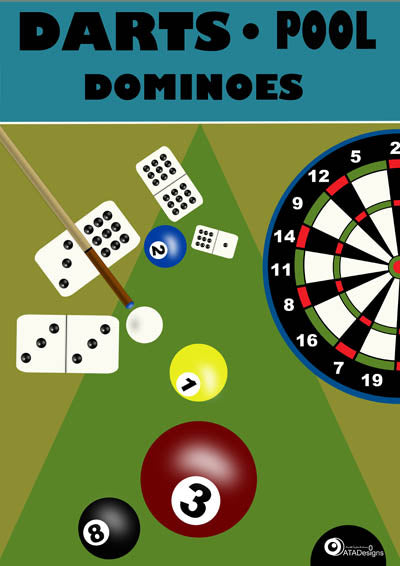 Darts Pool Dominoes Sport Art Print (blue)