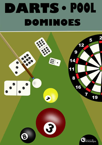 Darts Pool Dominoes Sport Art Print (green)