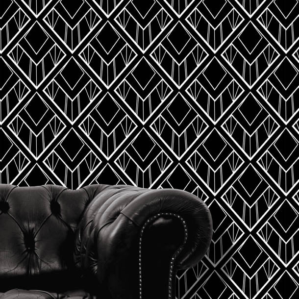 Diamond-Cut Art Deco Wallpaper (black) by ATADesigns