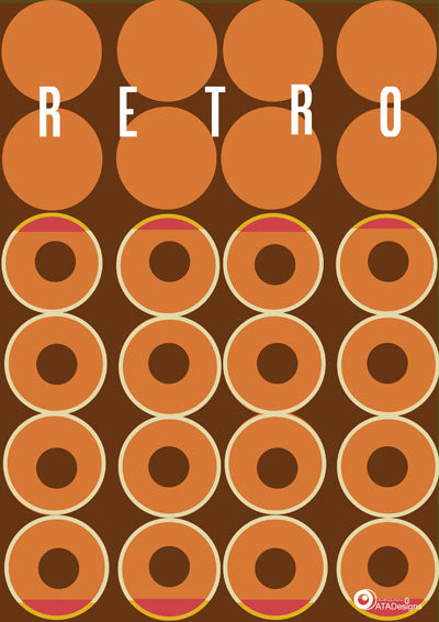 Dotty Retro Art Print (brown)