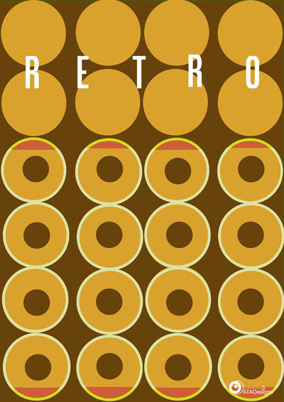 Dotty Retro Art Print (mustard)