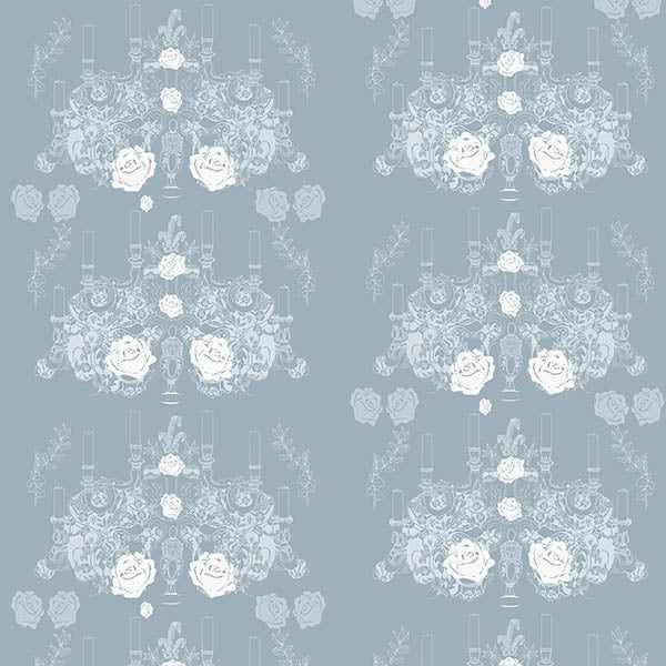 Elizabeth Rose Wallpaper (soft-blue-grey) by ATADesigns