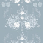 Elizabeth Rose Wallpaper (soft-blue-grey) by ATADesigns