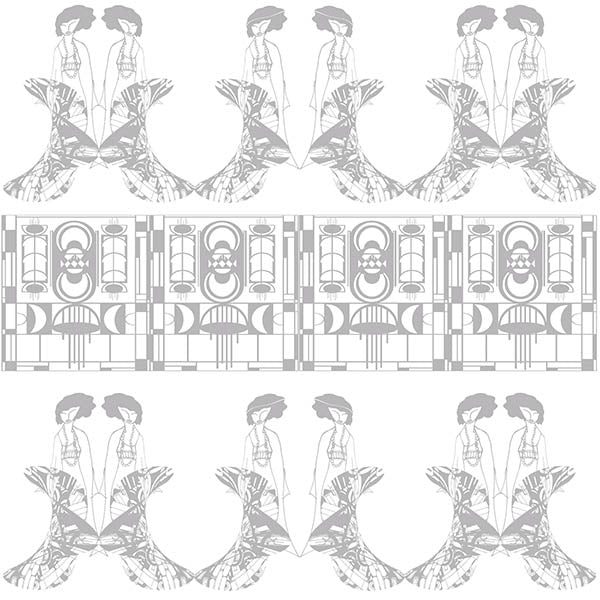 Enchanting Lilly Art Deco Wallpaper (light-grey-on-white)by ATADesigns