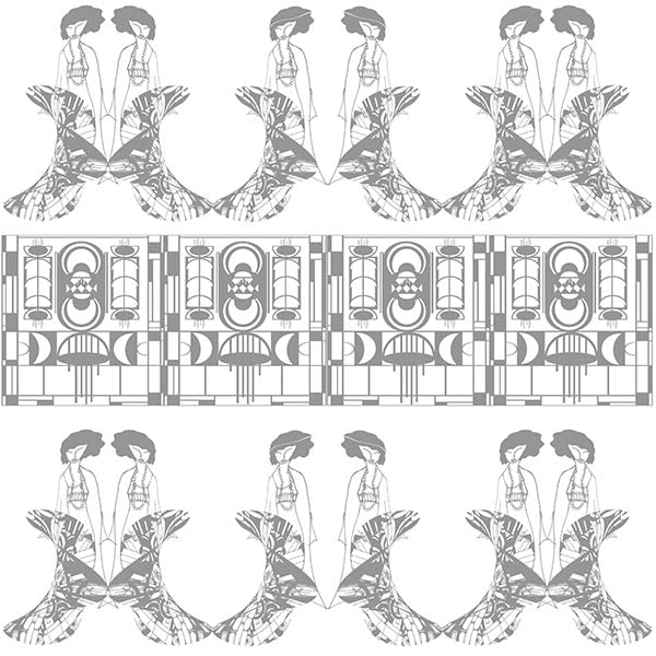 Enchanting Lilly Art Deco Wallpaper (dark-grey-on-white) by ATADesigns