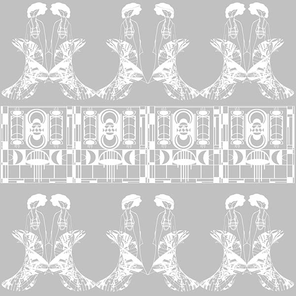 Enchanting Lilly Art Deco Wallpaper (grey) by ATADesigns