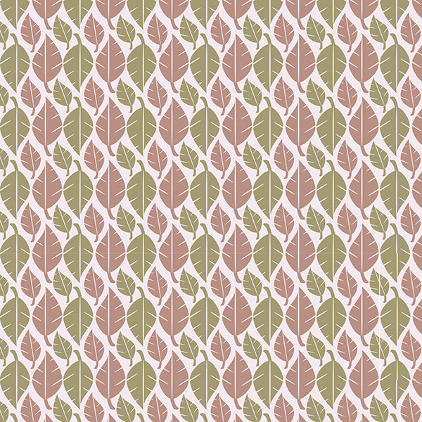 Fallen Leaves (coffee-green-on-white) Wallpaper by ATADesigns