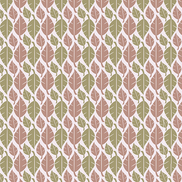 Fallen Leaves (coffee-green-on-white) Wallpaper by ATADesigns