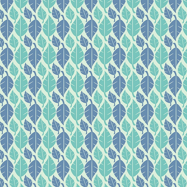 Fallen Leaves (pastel-bluey-green-on-cream) by ATADesigns