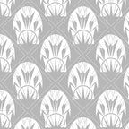Fan Affair Art Deco Wallpaper (white-on-light-grey) by ATADesigns