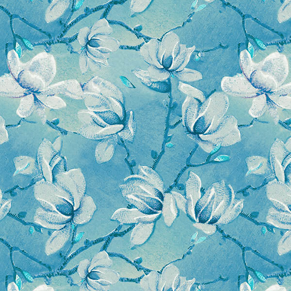 Floral Blossom Wallpaper 2 (blue) by ATADesigns
