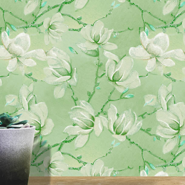 Floral Blossom Wallpaper 2 (green) by ATADesigns
