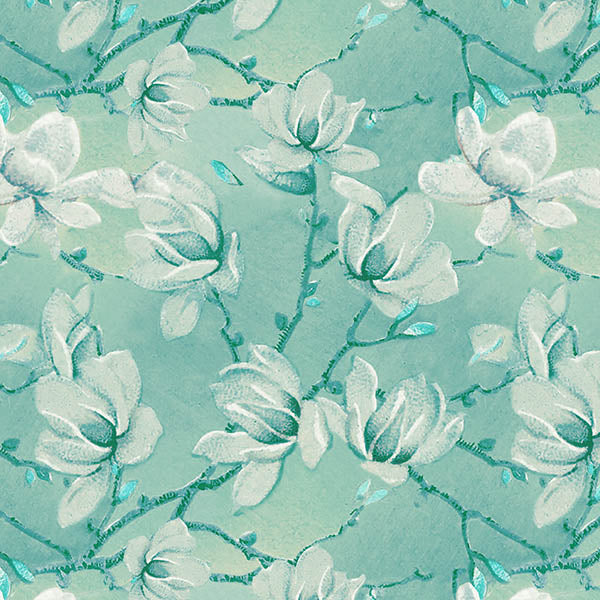 Floral Blossom Wallpaper 2 (turquoise) by ATADesigns