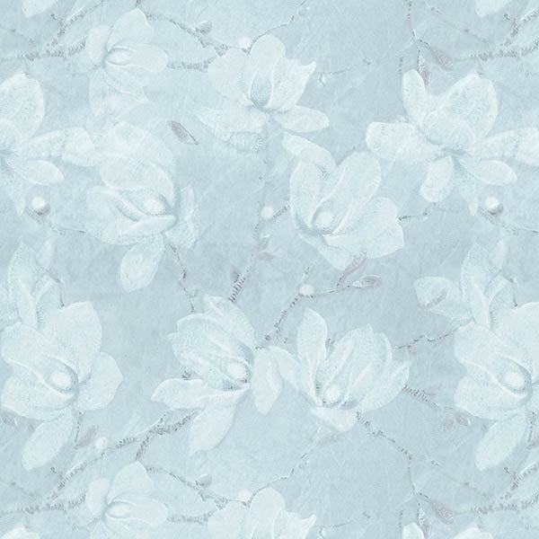 Floral Blossom Wallpaper (pale-blue) by ATADesigns