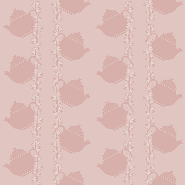 Floral Teapot Wallpaper (pink) by ATADesigns