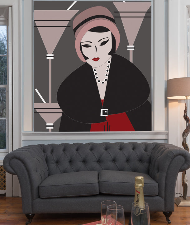 Florence Art Deco Mural (chic-pink)