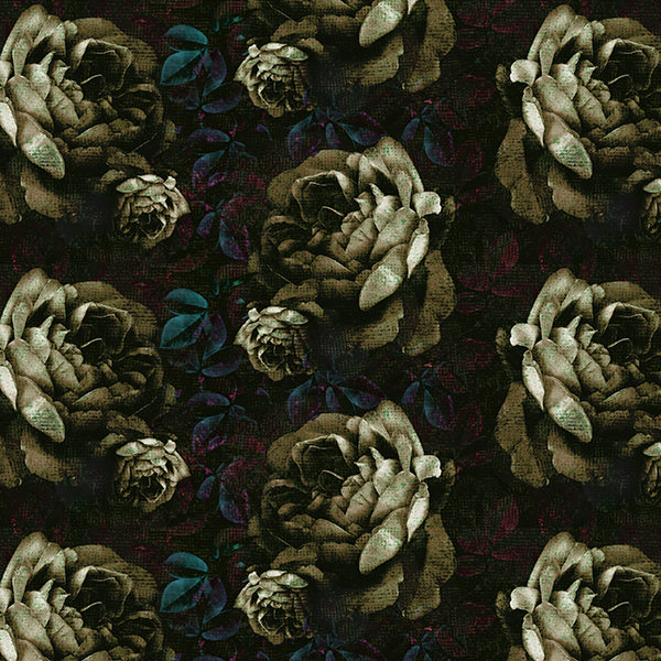 Kews Dramatic Roses Wallpaper (vintage-green) by ATADesigns
