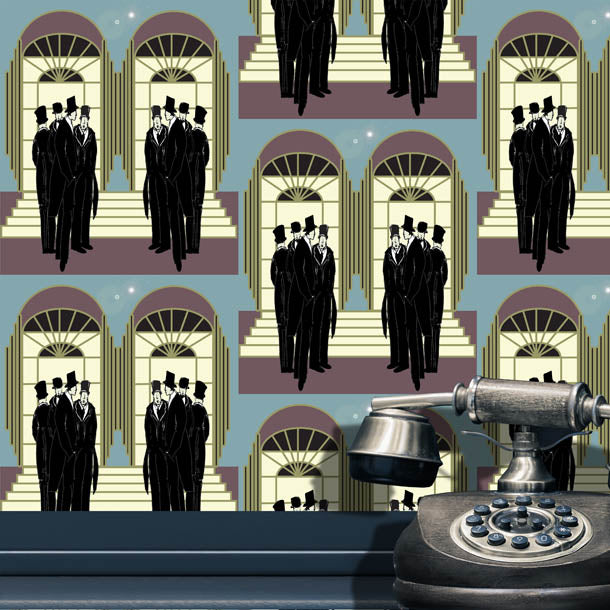 La Reunion des Hommes Art Deco Wallpaper