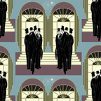 La Reunion des Hommes Art Deco Wallpaper