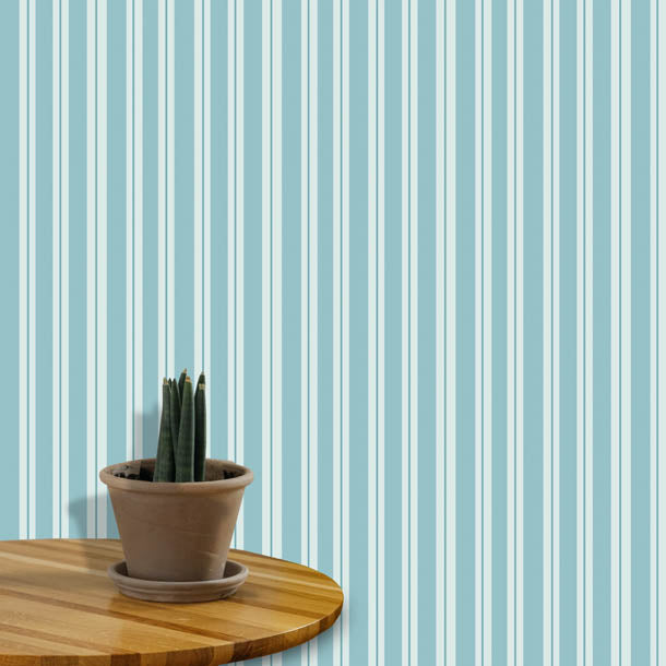 Leaf Drop Stripes Wallpaper (blue-grey) by ATADesigns