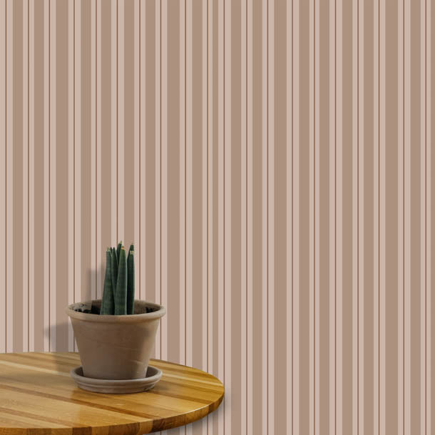 Leaf Drop Stripes Wallpaper (vintage-light-brown)
