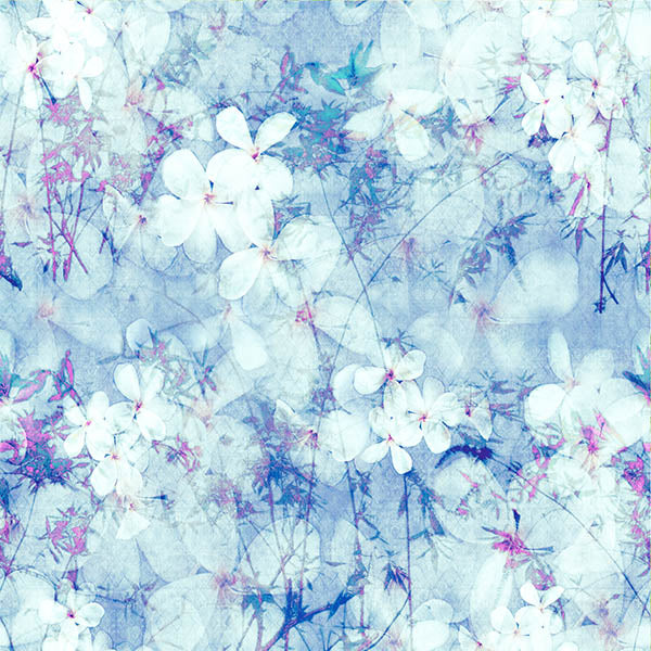 Leaves on Floral (bluey-purple-pink) Wallpaper by ATADesigns
